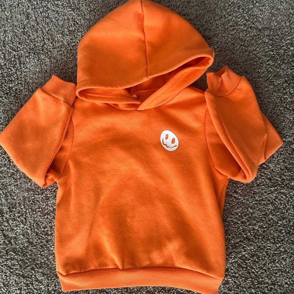 Vibrant Orange Kids Hoodie with Smiley Emblem